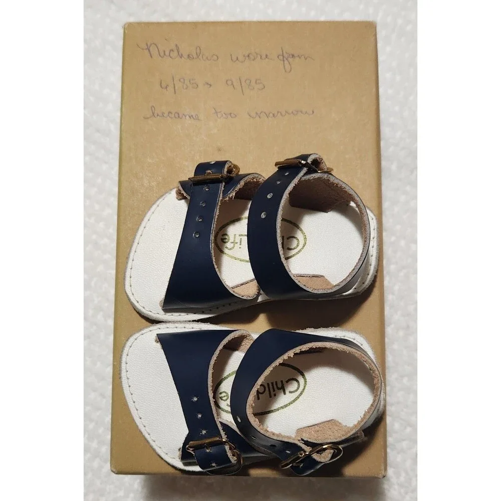 Child Life Vintage Baby Sandals Infant Size 1 Blue Leather 1980's 3-6 months EUC